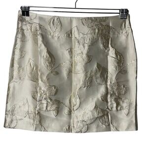 Tahari‎ Arthur S. Levine Skirt 20W Gold Neutral Floral Jacquard Cocktail Party